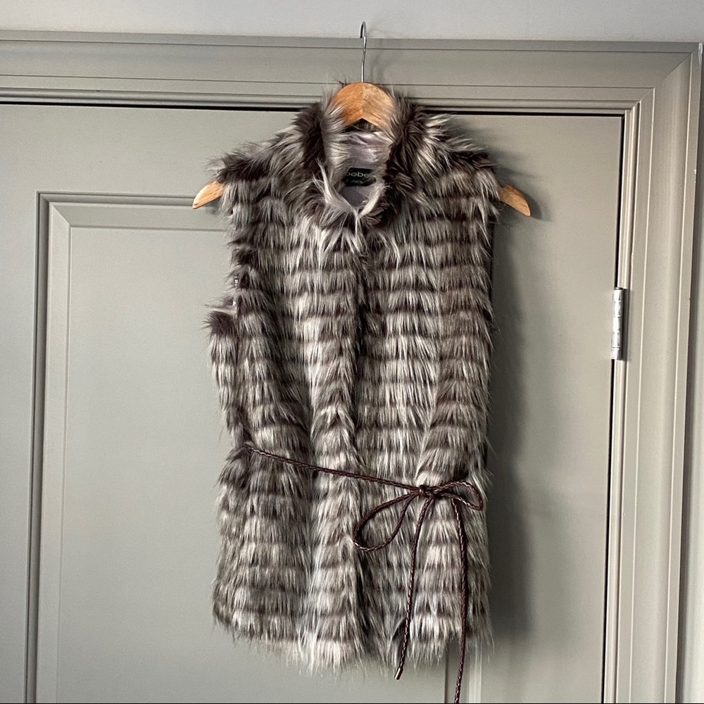 Bebe Dark Gray Faux Fur Vest